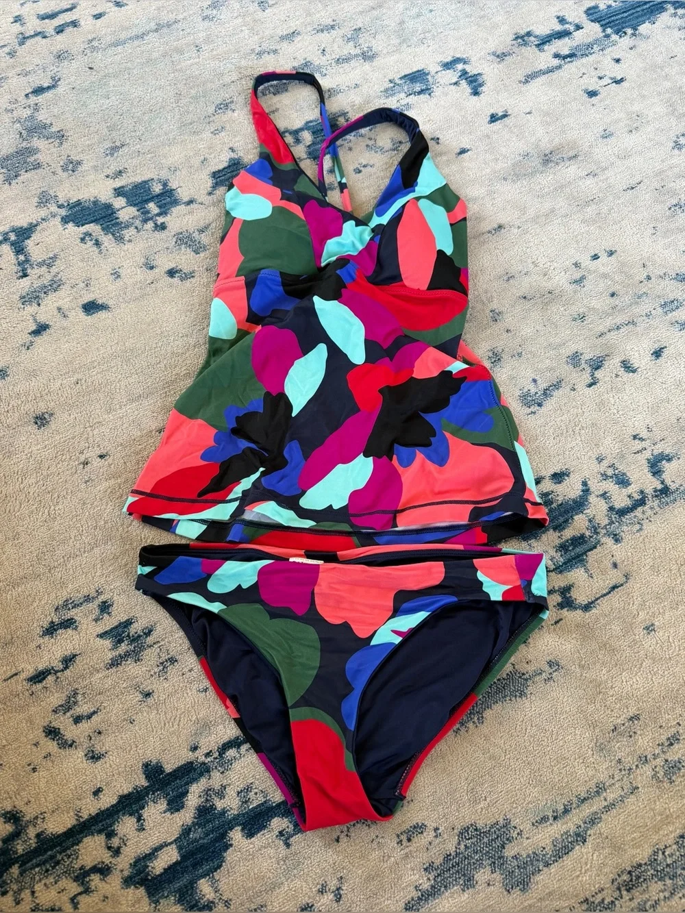 Athleta Matching Triangle Tankini & Bottom Set Small Top & D-DD XS Bottom